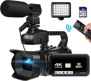 Planet Gates 4K video camera / 4K video camera WIFI Camcorder 4K Video Camera 64MP 60FPS HD Auto Focus Vlogging 4.0" Touch Screen 18X Zoom for Live Streaming