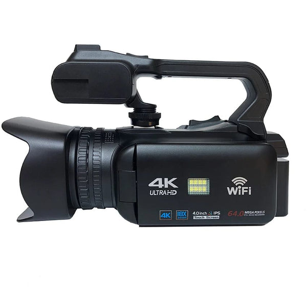 Planet Gates 4K video camera / 4K video camera WIFI Camcorder 4K Video Camera 64MP 60FPS HD Auto Focus Vlogging 4.0" Touch Screen 18X Zoom for Live Streaming