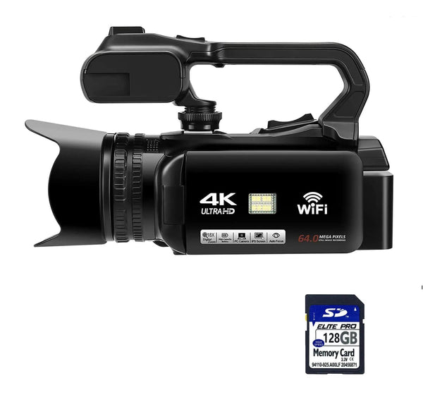 Planet Gates 4K video camera / 4K video camera WIFI Camcorder 4K Video Camera 64MP 60FPS HD Auto Focus Vlogging 4.0" Touch Screen 18X Zoom for Live Streaming