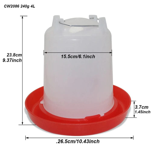 Planet Gates 4L Water Kettle / Chicken Feeder 4L chicken coop water dispenser Chicken water dispenser Water discharge with switch Poultry plastic drinking bucket