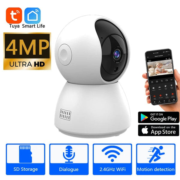 Planet Gates 4MP NO SD Card / EU Plug HD 4MP Tuya Smart Mini WiFi IP Camera Surveillance Camera Automatic Tracking Indoor Wireless Security Home CCTV Baby Monitor