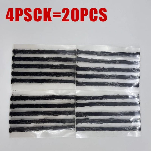 Planet Gates 4pack-20pcs Black Rubber  Tubeless Seal Strip Tire Puncture Repair Recovery Kit Set Car Bike Tyretire repair kit