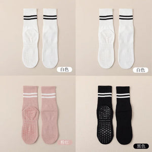 Planet Gates 4pairs A / EUR 36-42 4pairs Women Anti-skid Yoga Socks Grips Cotton Mid-tube Bottom Breathable Fitness Dance Barre Workout Pilates Socks 8 Colors