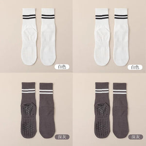 Planet Gates 4pairs C / EUR 36-42 4pairs Women Anti-skid Yoga Socks Grips Cotton Mid-tube Bottom Breathable Fitness Dance Barre Workout Pilates Socks 8 Colors