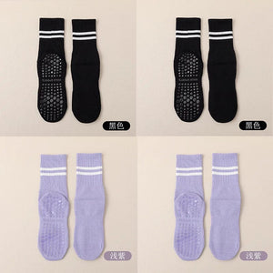 Planet Gates 4pairs D / EUR 36-42 4pairs Women Anti-skid Yoga Socks Grips Cotton Mid-tube Bottom Breathable Fitness Dance Barre Workout Pilates Socks 8 Colors