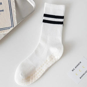 Planet Gates 4pairs White / EUR 36-42 4pairs Women Anti-skid Yoga Socks Grips Cotton Mid-tube Bottom Breathable Fitness Dance Barre Workout Pilates Socks 8 Colors
