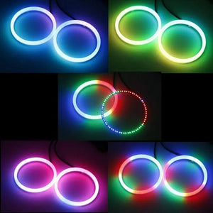 Planet Gates 4PCS 12V 24V COB Car Angel Eyes Decoration Light RGB Ambient Headlight With App Control Streamer Driving Lamp For Car Decorative