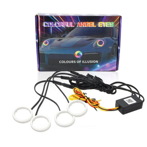 Planet Gates 4PCS 12V 24V COB Car Angel Eyes Decoration Light RGB Ambient Headlight With App Control Streamer Driving Lamp For Car Decorative