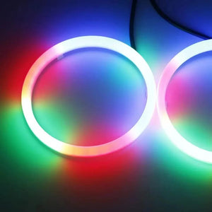 Planet Gates 4PCS 12V 24V COB Car Angel Eyes Decoration Light RGB Ambient Headlight With App Control Streamer Driving Lamp For Car Decorative