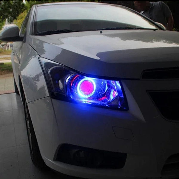 Planet Gates 4PCS 12V 24V COB Car Angel Eyes Decoration Light RGB Ambient Headlight With App Control Streamer Driving Lamp For Car Decorative