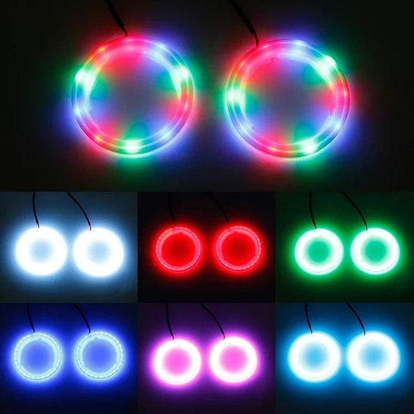 Planet Gates 4PCS 12V 24V COB Car Angel Eyes Decoration Light RGB Ambient Headlight With App Control Streamer Driving Lamp For Car Decorative