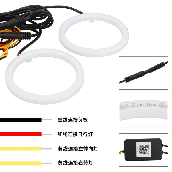 Planet Gates 4PCS 12V 24V COB Car Angel Eyes Decoration Light RGB Ambient Headlight With App Control Streamer Driving Lamp For Car Decorative