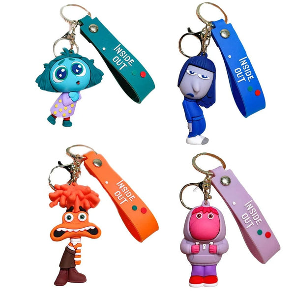 Planet Gates 4PCS 3D Anime Figures Doll Brain Agent Team INSIDE OUT Cartoon Keychain Car Keychain Ring Pendant Animation Action Figure Small Gift