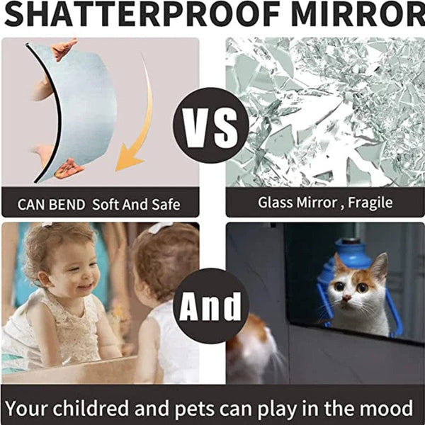 Planet Gates 4PCs 3D Self-adhesive Mirror Stickers Flexible Thicken DIY Art Mirrors Acrylic Wall Decorations for Door Wardrobe Bathroom Home
