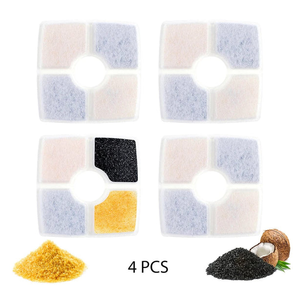 Planet Gates 4pcs 4/6/8/12pcs Square Cat Water Fountain Replacement Filters, Triple Filtration System Cat Water Dispenser Filter