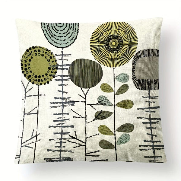 Planet Gates 4pcs / 45.72cmX45.72cm 4pcs Abstract Flower Cushion Cover Linen Cushion Case Digital Printed Pillow Case Nordic Geometric Simple Sofa Pillow Cover No Core 45.72cm*45.72cm