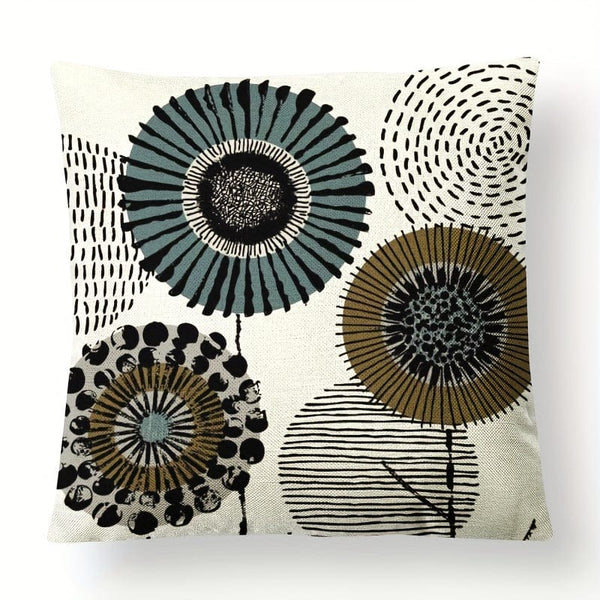 Planet Gates 4pcs / 45.72cmX45.72cm 4pcs Abstract Flower Cushion Cover Linen Cushion Case Digital Printed Pillow Case Nordic Geometric Simple Sofa Pillow Cover No Core 45.72cm*45.72cm