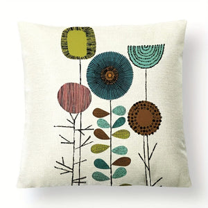 Planet Gates 4pcs / 45.72cmX45.72cm 4pcs Abstract Flower Cushion Cover Linen Cushion Case Digital Printed Pillow Case Nordic Geometric Simple Sofa Pillow Cover No Core 45.72cm*45.72cm