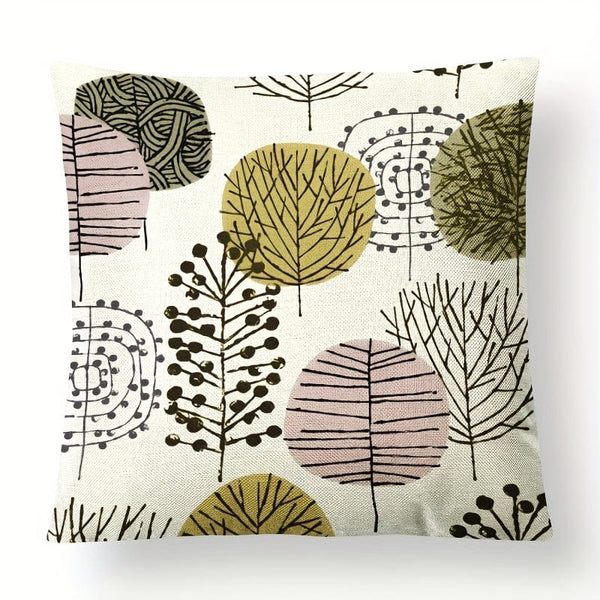 Planet Gates 4pcs / 45.72cmX45.72cm 4pcs Abstract Flower Cushion Cover Linen Cushion Case Digital Printed Pillow Case Nordic Geometric Simple Sofa Pillow Cover No Core 45.72cm*45.72cm