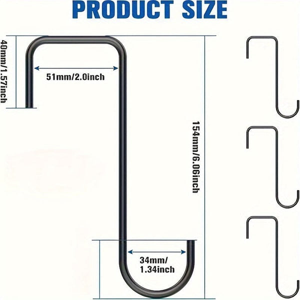 Planet Gates 4pcs 4pcs, Fence Hooks, Heavy Duty Over Door Hooks Stainless Steel Plant Hanger Garden Hanging Brackets Hooks For Indoor Outdoor Plant Hanging, Bird Feeders, Lanterns, Fences (Black)