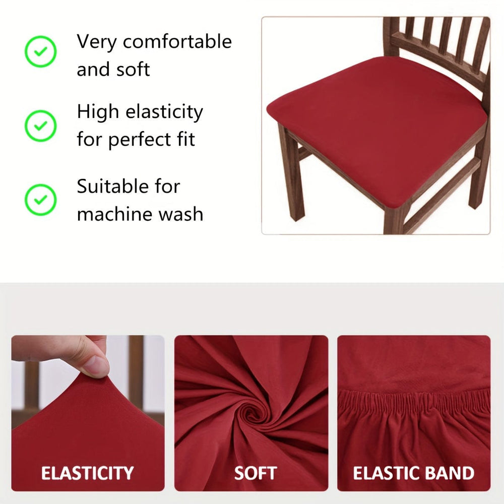 Planet Gates 4pcs/6pcs Solid Color Brushed High Elastic Chair Cover, Simple Soft And Comfortable Chair Seat Cover, Dust-proof And Dirt-resistant Chair Slipcover, Suitable For Dining Chair Office Home Decor
