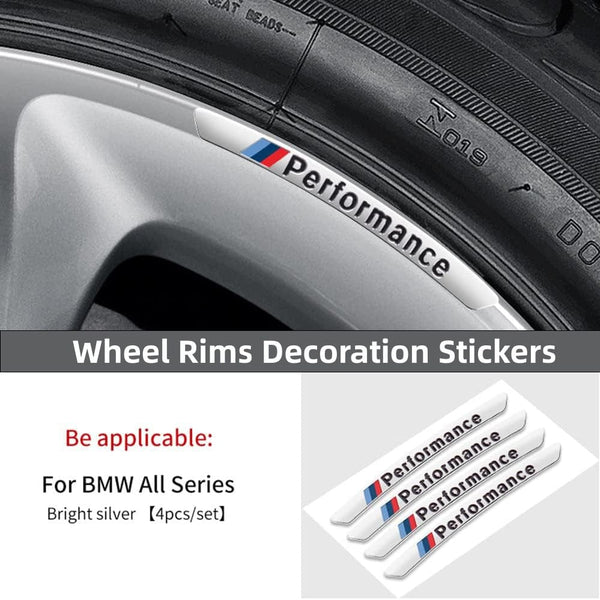 Planet Gates 4pcs Aluminum Wheel Rims Decoration Stickers Car Wheel Center Decals Emblems For BMW Silvery