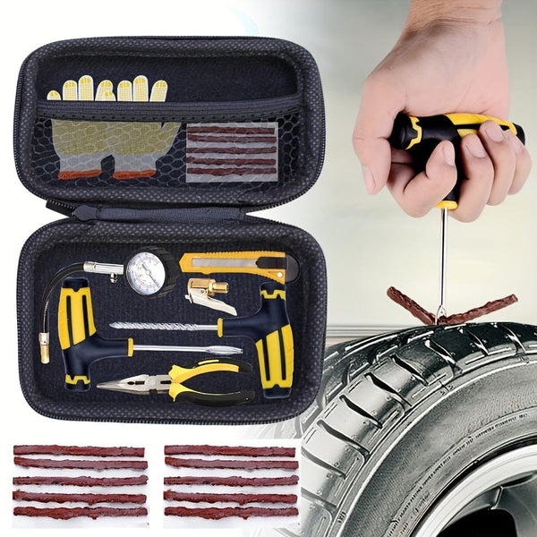 Planet Gates 4pcs Auto Tire Repair Kit Multi Tool Pliers for Car, Truck, RV, Flat Tubeless Tire Puncture Studding Plug Tool, Vacuum Film Rubber Nail