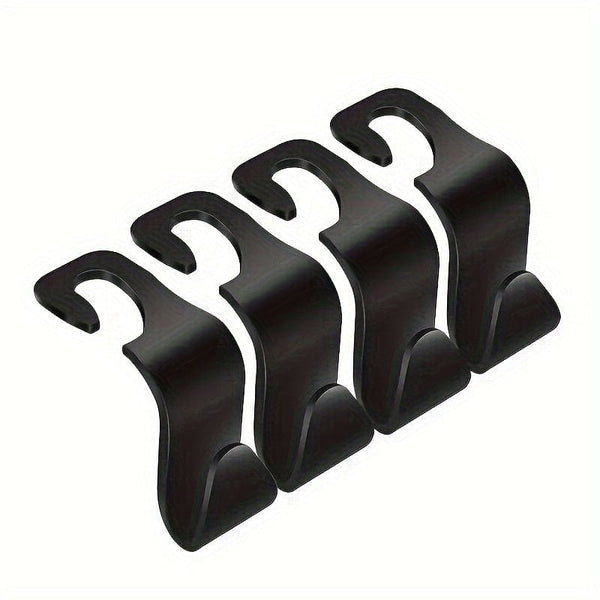 Planet Gates 4pcs Black 2pcs Car Hook, Car ABS Rear Rear Hidden Stickable Car 7-shaped Small Hook, Auto Back Seat Organizer Hanger For Handbag Coats Clothes Storage Bags Purse