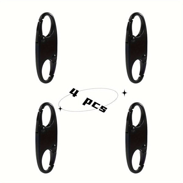 Planet Gates 4pcs Black 4PCS Double Small Carabiner Clips, S-shaped Carabiner, Keychain, Small Alloy Snap Hook Zipper Clip For Fishing/Camping/Outdoor, Zipper Lock, Zipper Pull Replacement, Connectors Zipper Clips, Theft Deterrent