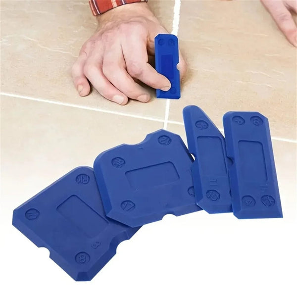 Planet Gates 4PCS Blue 4pcs Silicone Glass Cement Scraper Sealant Grout Remover Tool Home Finishing Caulking Tools Home Cleaning Hand Spatula Tool