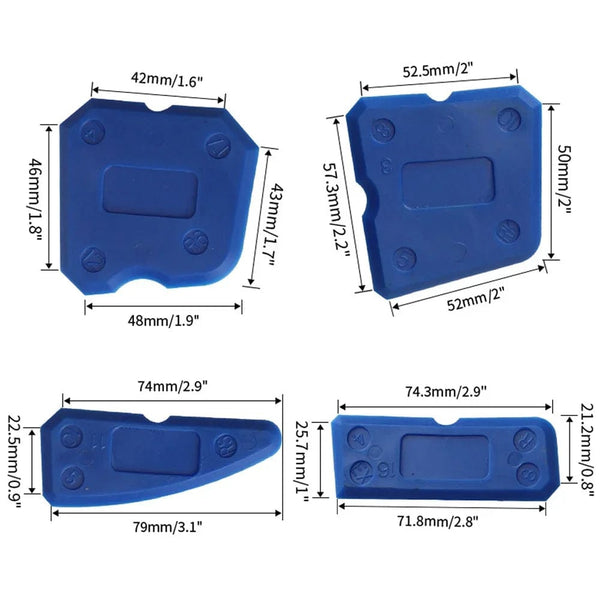 Planet Gates 4PCS Blue 4pcs Silicone Glass Cement Scraper Sealant Grout Remover Tool Home Finishing Caulking Tools Home Cleaning Hand Spatula Tool