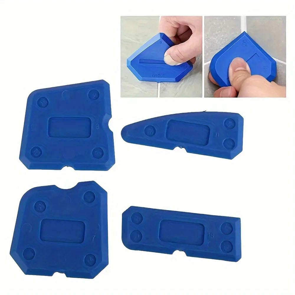 Planet Gates 4PCS Blue 4pcs Silicone Glass Cement Scraper Sealant Grout Remover Tool Home Finishing Caulking Tools Home Cleaning Hand Spatula Tool