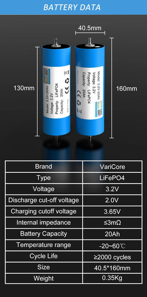 Planet Gates 4pcs C40 20AH 4pcs 3.2V 20Ah battery pack LiFePO4 C40 phosphate Cell for 4S 8s 12V 24V Motorcycle Car motor batteries Modification Grade A