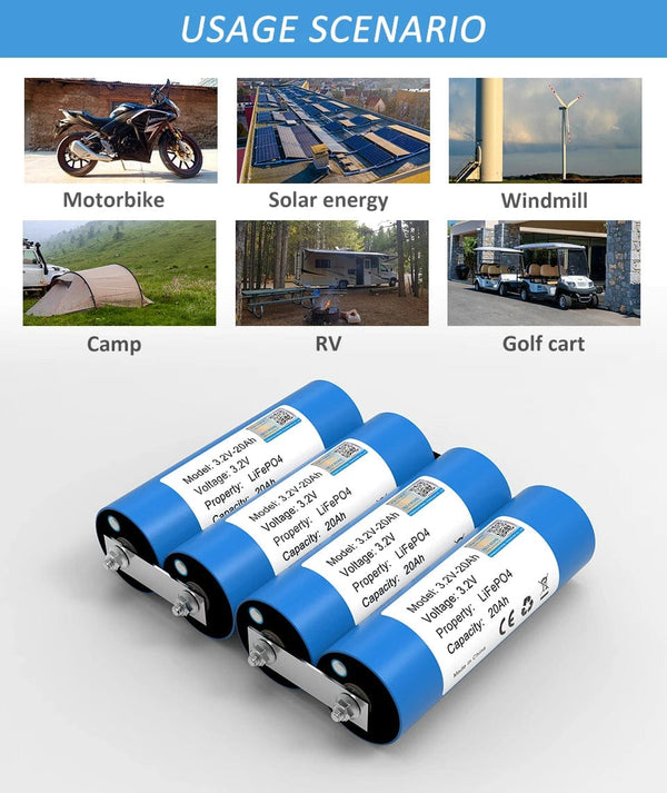 Planet Gates 4pcs C40 20AH 4pcs 3.2V 20Ah battery pack LiFePO4 C40 phosphate Cell for 4S 8s 12V 24V Motorcycle Car motor batteries Modification Grade A