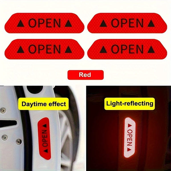 Planet Gates 4pcs Car Door Reflective Warning Stickers Increase Visibility & Safety With Easy-to-Apply Decals