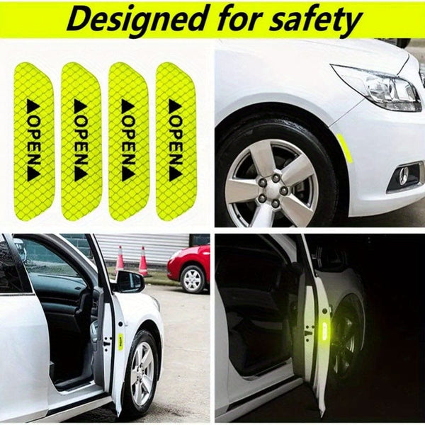 Planet Gates 4pcs Car Door Reflective Warning Stickers Increase Visibility & Safety With Easy-to-Apply Decals