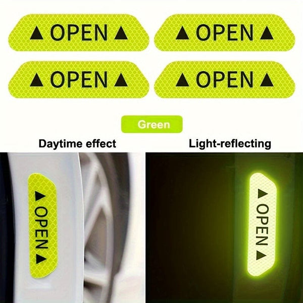 Planet Gates 4pcs Car Door Reflective Warning Stickers Increase Visibility & Safety With Easy-to-Apply Decals