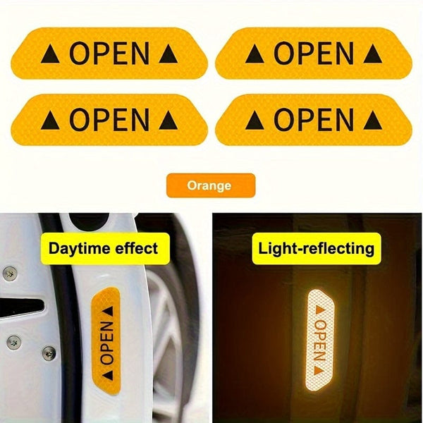 Planet Gates 4pcs Car Door Reflective Warning Stickers Increase Visibility & Safety With Easy-to-Apply Decals