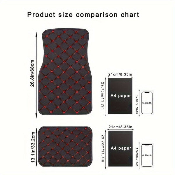 Planet Gates 4pcs Car Floor Mats Universal Waterproof Front Rear Full Set Auto Rugs Leather Car Carpet Accessories Interior