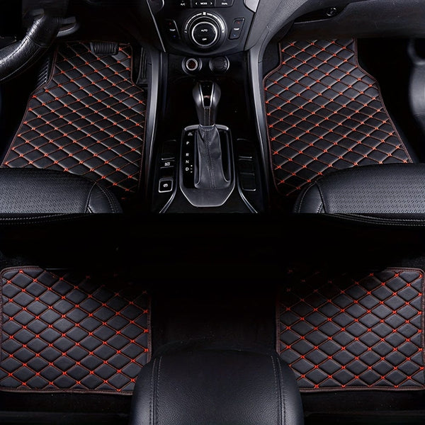 Planet Gates 4pcs Car Floor Mats Universal Waterproof Front Rear Full Set Auto Rugs Leather Car Carpet Accessories Interior
