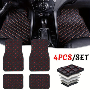 Planet Gates 4pcs Car Floor Mats Universal Waterproof Front Rear Full Set Auto Rugs Leather Car Carpet Accessories Interior