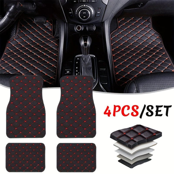 Planet Gates 4pcs Car Floor Mats Universal Waterproof Front Rear Full Set Auto Rugs Leather Car Carpet Accessories Interior