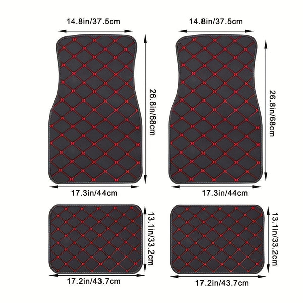 Planet Gates 4pcs Car Floor Mats Universal Waterproof Front Rear Full Set Auto Rugs Leather Car Carpet Accessories Interior