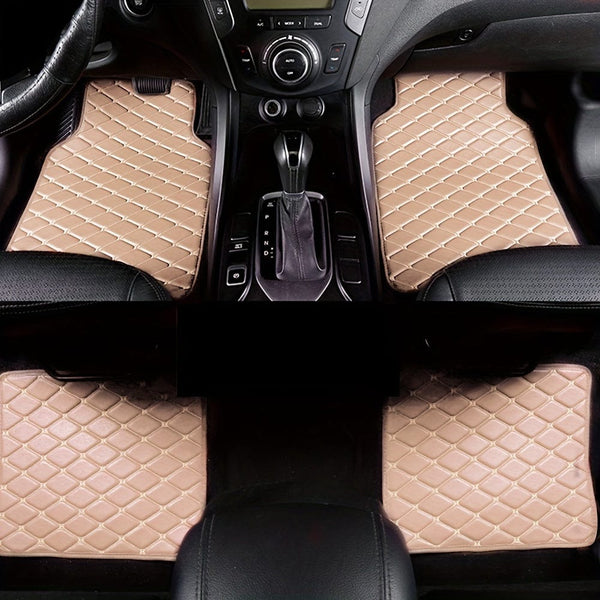 Planet Gates 4pcs Car Floor Mats Universal Waterproof Front Rear Full Set Auto Rugs Leather Car Carpet Accessories Interior