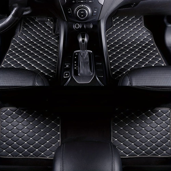 Planet Gates 4pcs Car Floor Mats Universal Waterproof Front Rear Full Set Auto Rugs Leather Car Carpet Accessories Interior