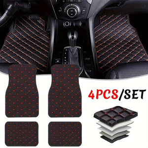 Planet Gates 4pcs Car Floor Mats, Universal Waterproof Front & Rear Seats Floor Mats Full Set, PU Leather Car Floor Mats, Car Interior Accessories
