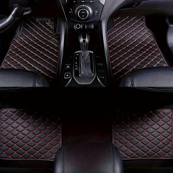 Planet Gates 4pcs Car Floor Mats, Universal Waterproof Front & Rear Seats Floor Mats Full Set, PU Leather Car Floor Mats, Car Interior Accessories