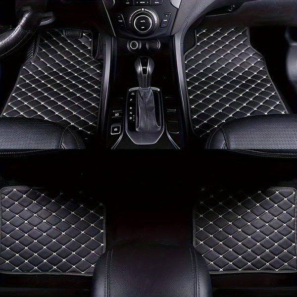 Planet Gates 4pcs Car Floor Mats, Universal Waterproof Front & Rear Seats Floor Mats Full Set, PU Leather Car Floor Mats, Car Interior Accessories