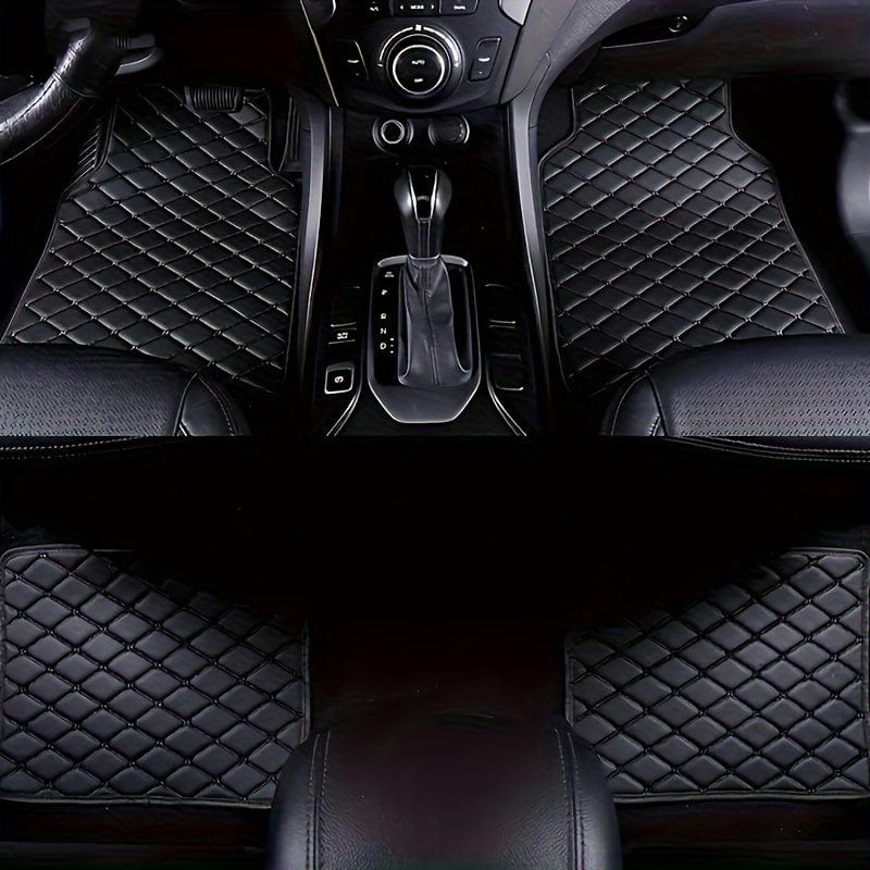 Planet Gates 4pcs Car Floor Mats, Universal Waterproof Front & Rear Seats Floor Mats Full Set, PU Leather Car Floor Mats, Car Interior Accessories