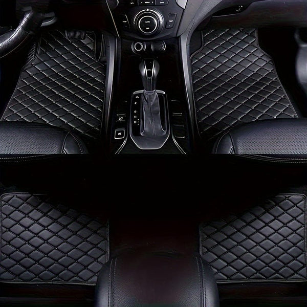 Planet Gates 4pcs Car Floor Mats, Universal Waterproof Front & Rear Seats Floor Mats Full Set, PU Leather Car Floor Mats, Car Interior Accessories